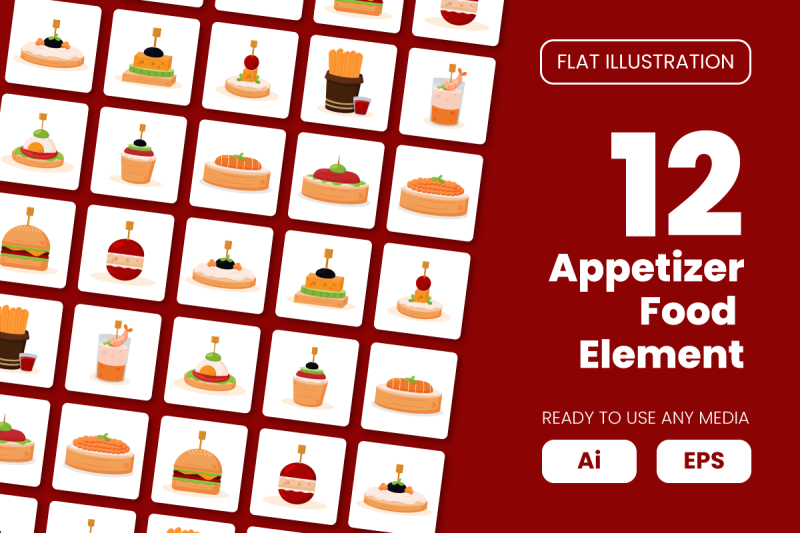 collection-of-appetizer-food-element-in-flat-illustration