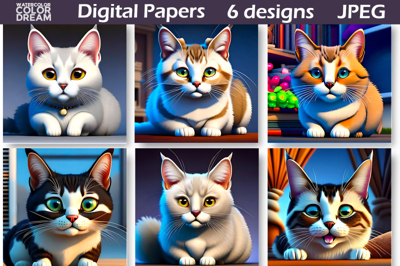 cats-illustrations-cats-digital-paper