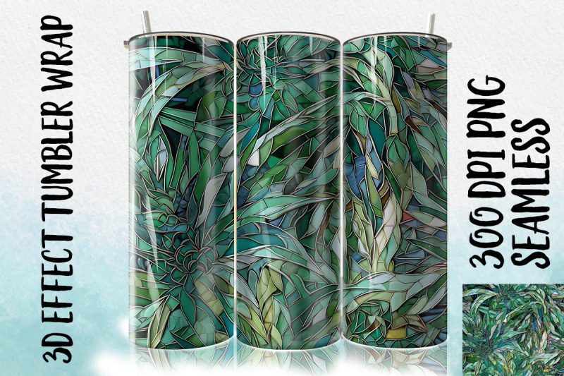 3d-green-dracaena-tumbler-wrap-1