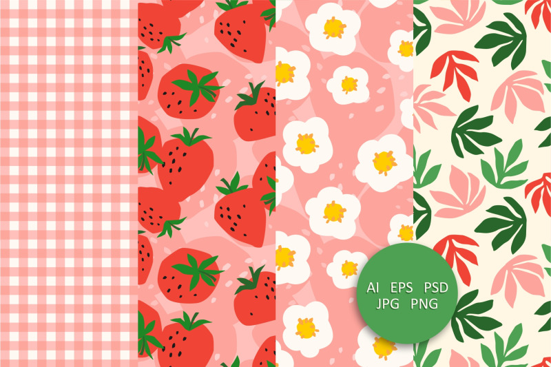 strawberry-12-seamless-patterns
