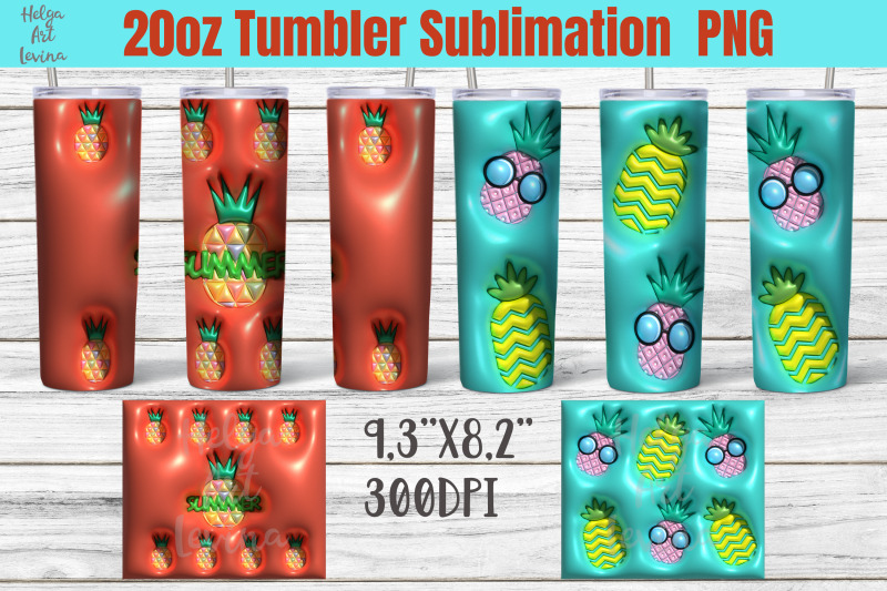 pineapple-3d-puff-tumbler-wrap-png-3d-inflate-designs