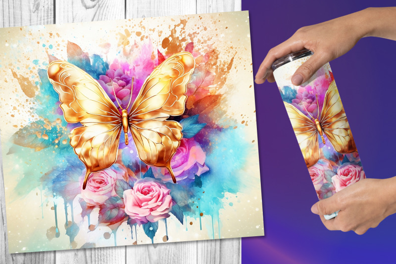 gold-butterfly-tumbler-wrap-sublimation-png