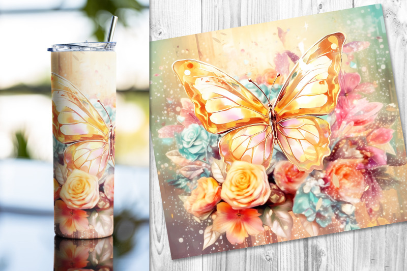 gold-butterfly-tumbler-wrap-sublimation-png