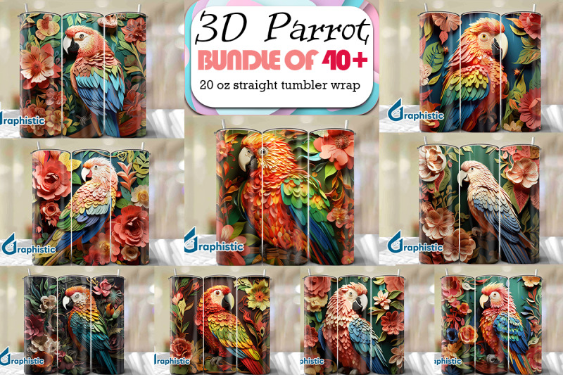 parrot-papercut-3d-tumbler-wrap-bundle