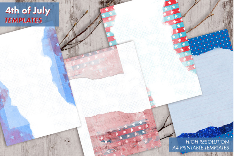 4th-of-july-art-journal-templates