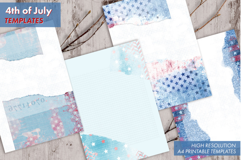 4th-of-july-art-journal-templates