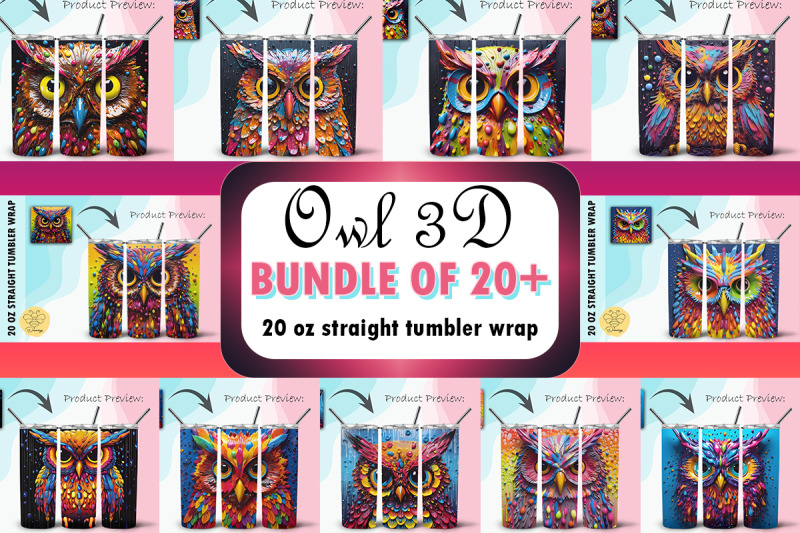 owl-3d-pop-art-tumbler-wrap-bundle