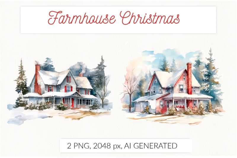 farmhouse-christmas-house-watercolor-sublimation