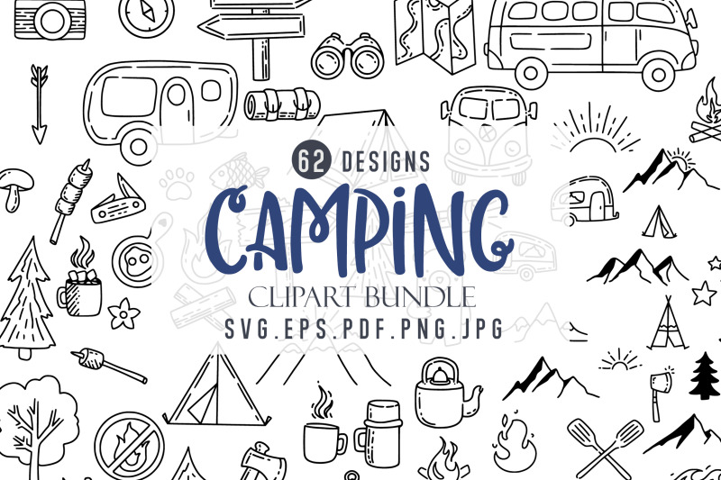 camping-clipart-bundle-camping-elements-decoration