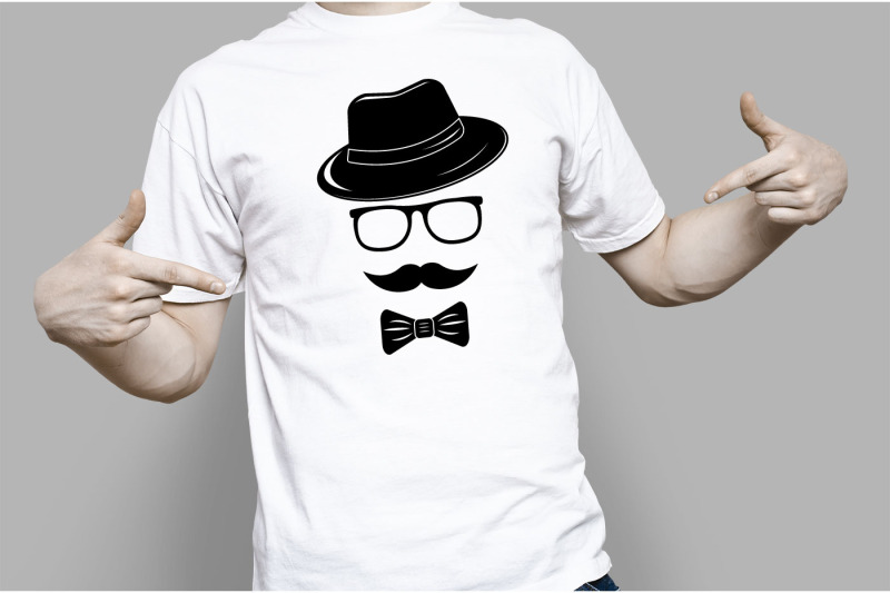 male-image-in-a-hat-and-mustache-set-of-accessories-svg