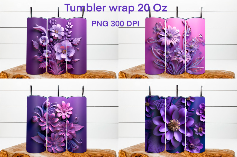3d-purple-flower-tumbler-wrap-3d-flower-illustration