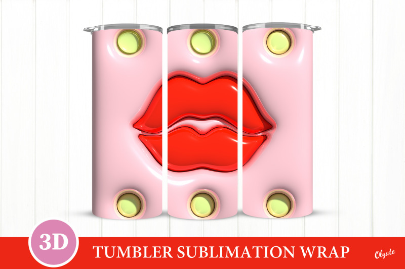 3d-puff-lips-sublimation-tumbler-3d-tumbler-wrap-png