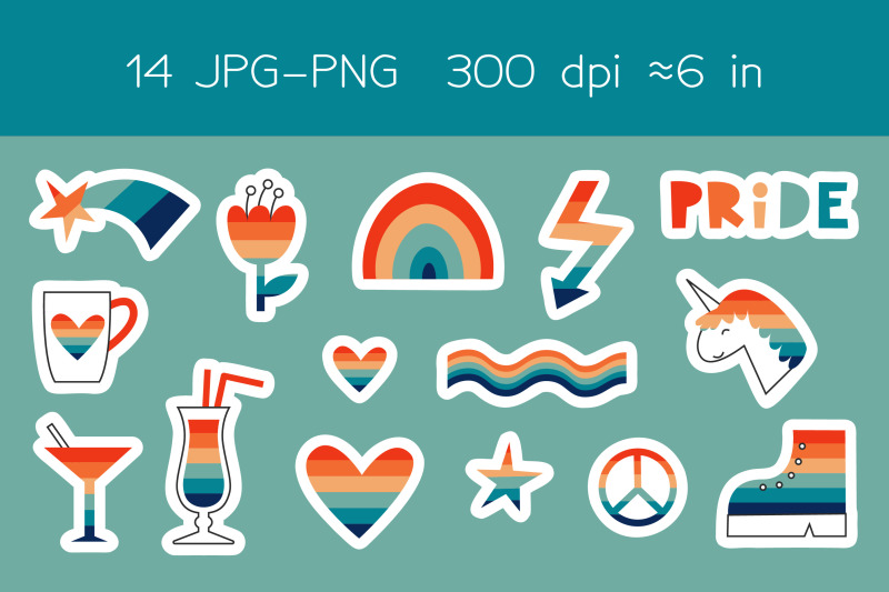 retro-pride-rainbow-stickers-in-jpg-png