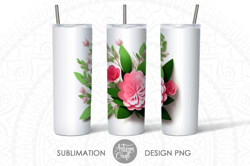 3d-tumbler-wrap-bundle-3d-pink-paper-flowers-20oz-skinny-tumbler