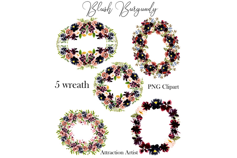 blush-burgundy-watercolor-clipart-floral-bouquets-marsala-png-set-we