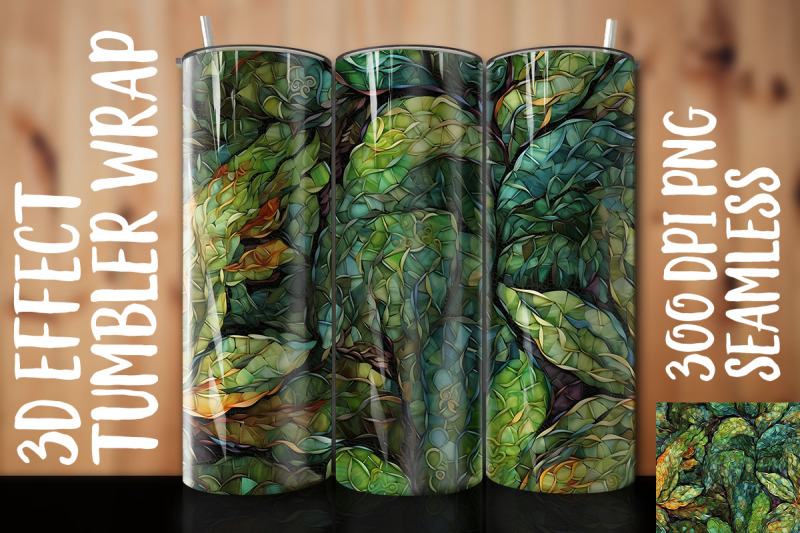 3d-green-croton-tumbler-wrap