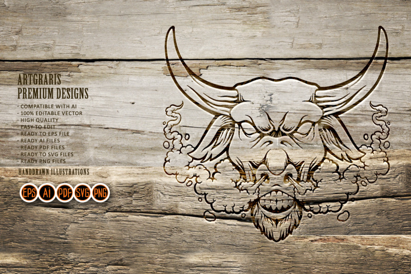 bull-head-angry-smoking-cannabis-logo-illustrations-silhouette