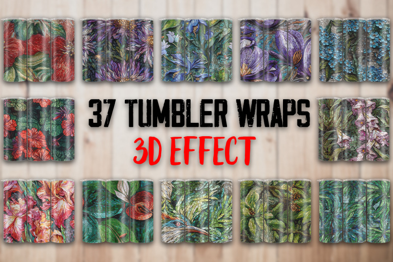 3d-colorful-mosaic-flowers-tumbler-wrap