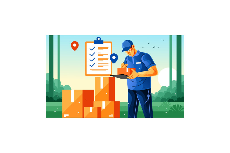 delivery-man-checking-goods-documents