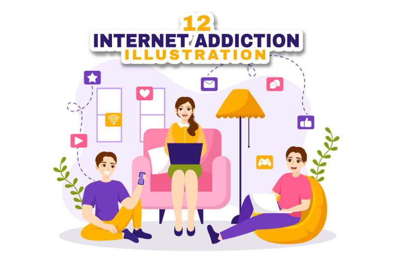 12-internet-addiction-vector-illustration