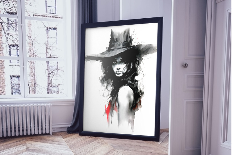 gothic-lady-watercolor-portrait-clipart