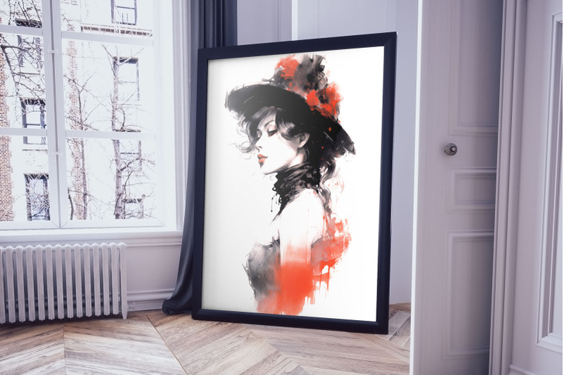 gothic-lady-watercolor-portrait-clipart