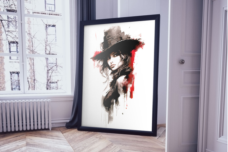 gothic-lady-watercolor-portrait-clipart