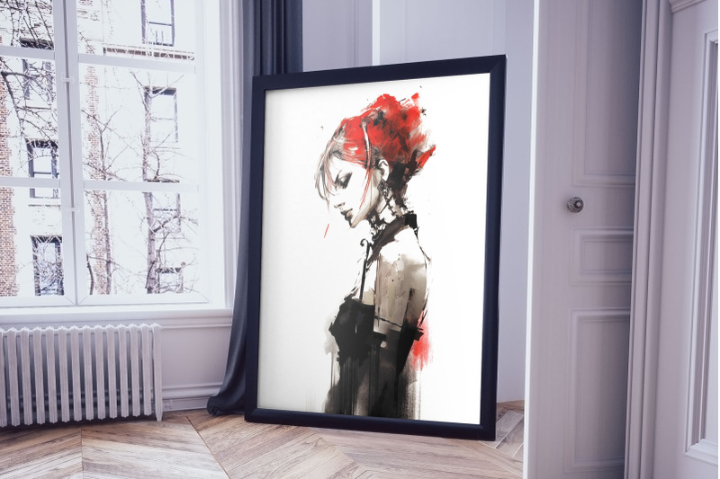 gothic-lady-watercolor-portrait-clipart