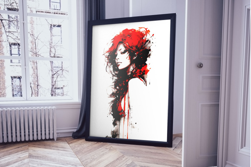 gothic-lady-watercolor-portrait-clipart