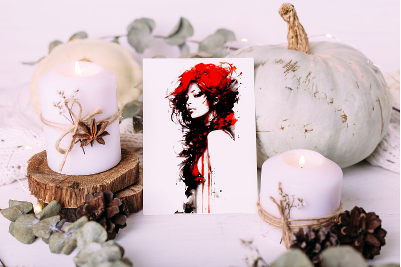 gothic-lady-watercolor-portrait-clipart