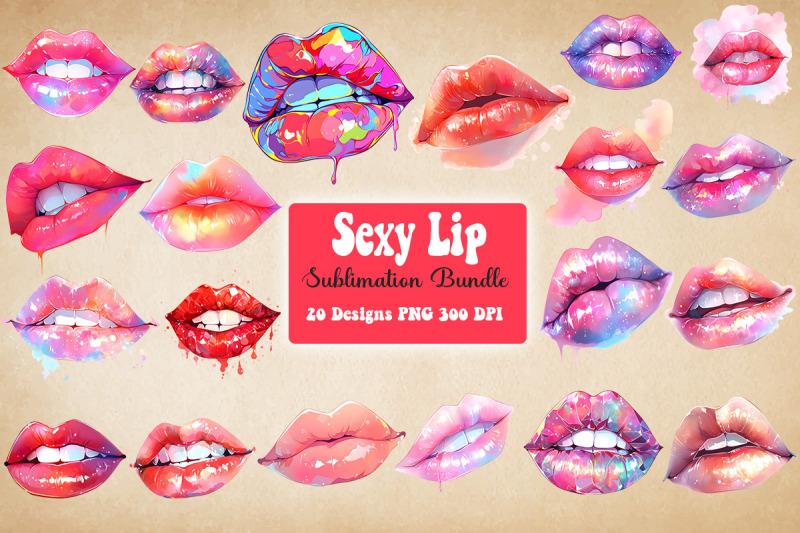 sexy-lip-watercolor-sublimation-bundle