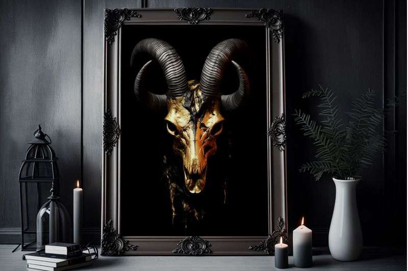 golden-goat-skull-clipart