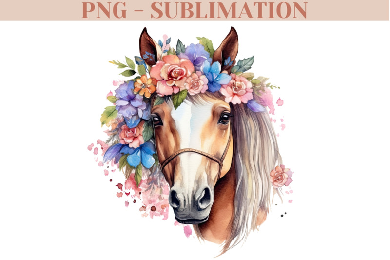 floral-horse-png-watercolor-animal-for-planner-stickers-horse-039-s-head