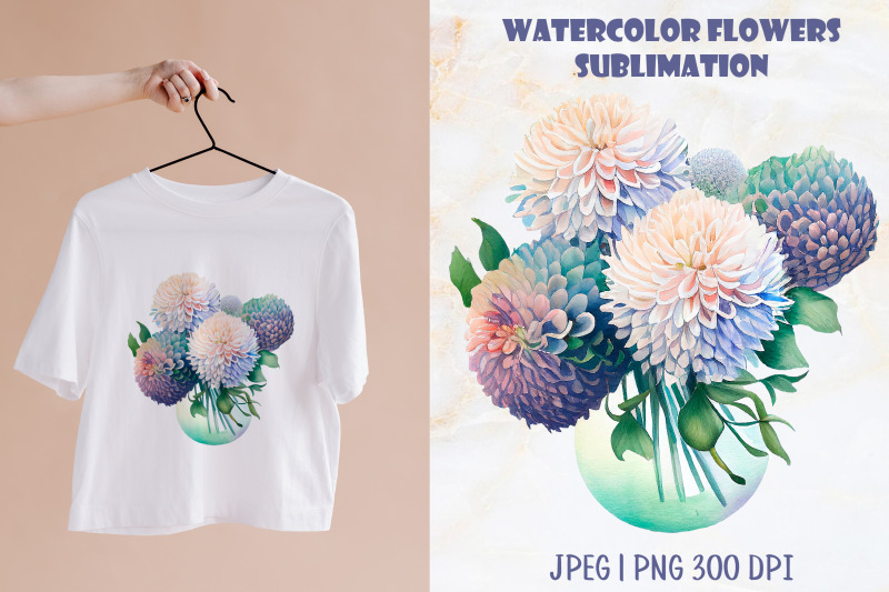 floral-sublimation-design-watercolor-dahlia-flower-png