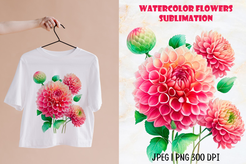 floral-sublimation-design-watercolor-dahlia-flower-png