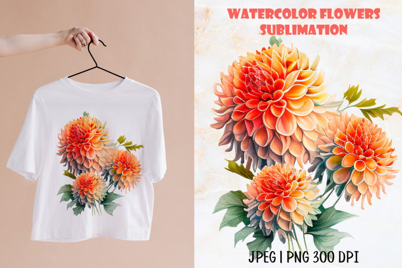 floral-sublimation-design-watercolor-dahlia-flower-png