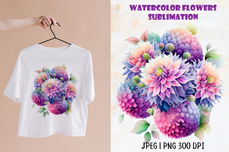 floral-sublimation-design-watercolor-dahlia-flower-png