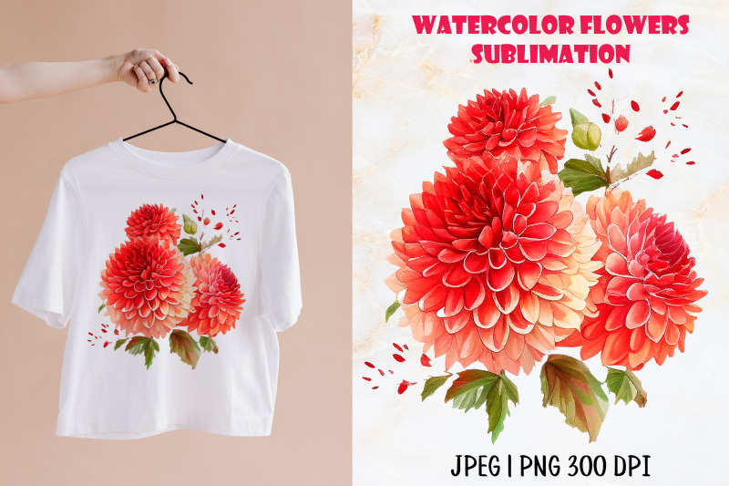 floral-sublimation-design-watercolor-dahlia-flower-png