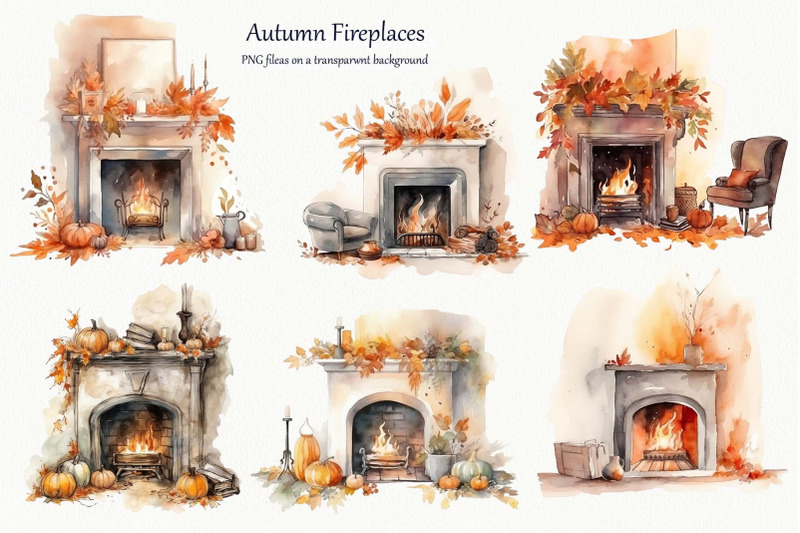 autumn-fireplace-watercolor-clipart-halloween