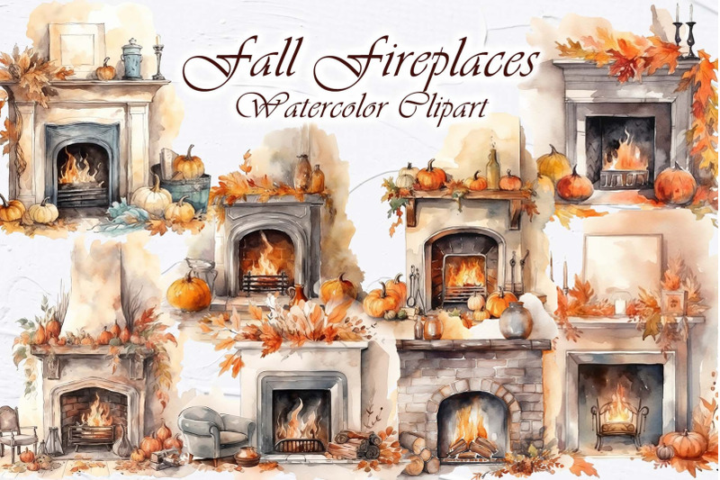 autumn-fireplace-watercolor-clipart-halloween