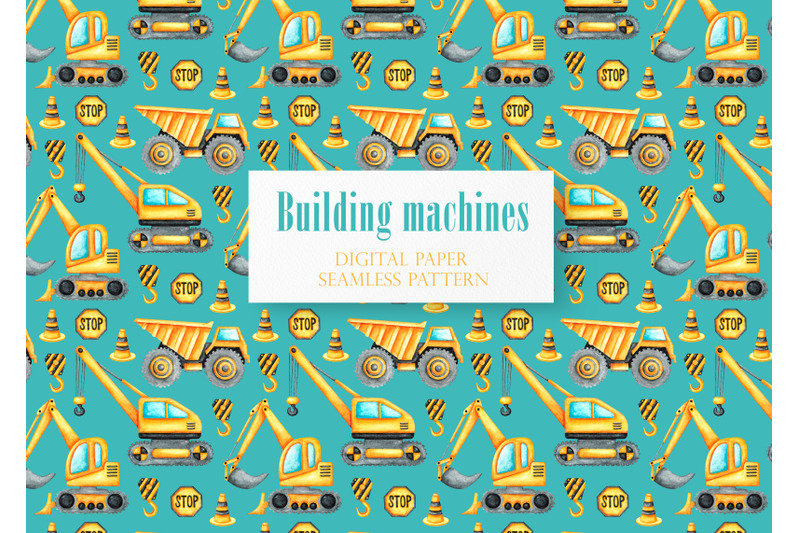 building-machines-watercolor-seamless-pattern-kid-toys-cars