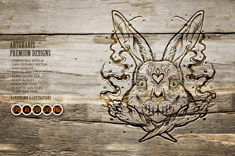 bunny-head-sugar-skull-joint-cross-smoking-weed-logo-illustrations-sil