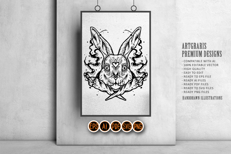 bunny-head-sugar-skull-joint-cross-smoking-weed-logo-illustrations-sil