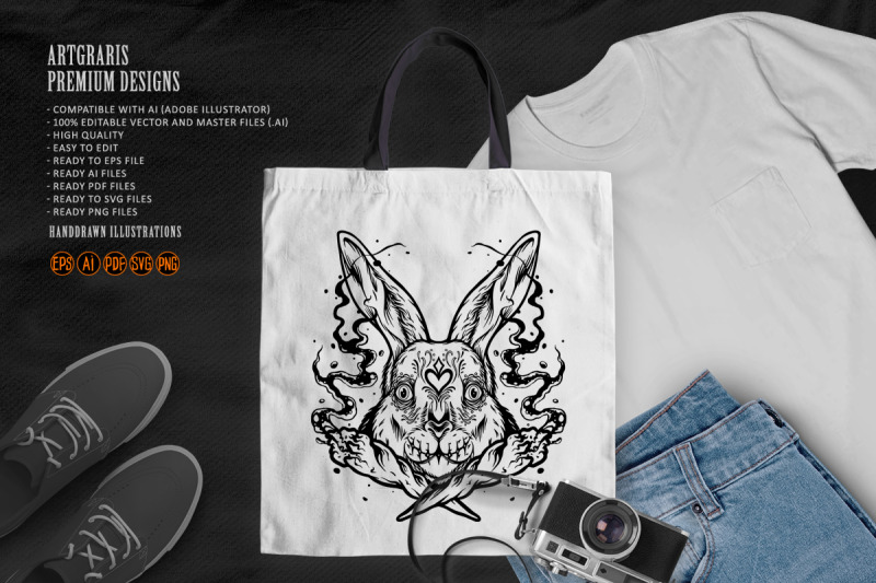 bunny-head-sugar-skull-joint-cross-smoking-weed-logo-illustrations-sil