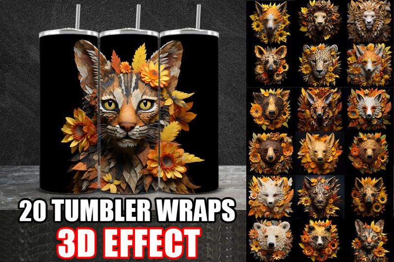 3d-autumn-animals-tumbler-wrap-design