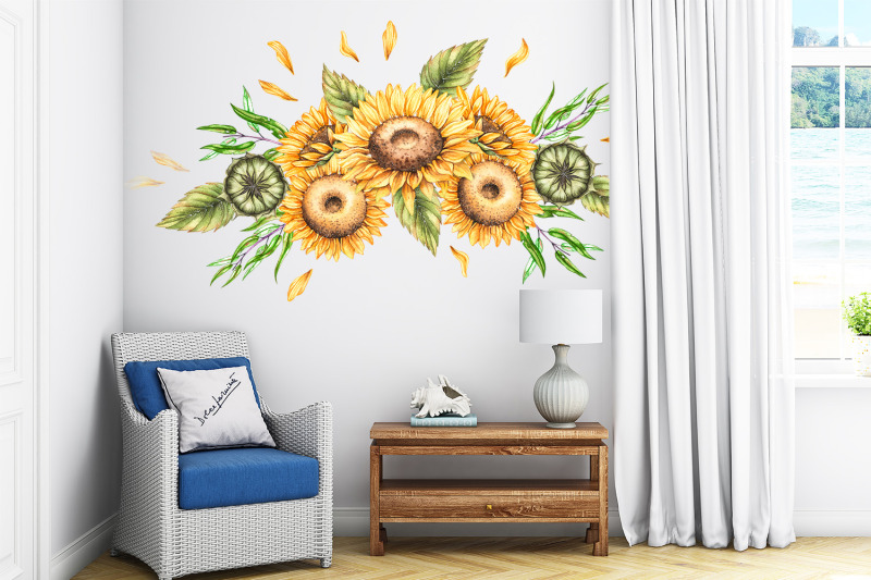 watercolor-sunflower-bouquet-clipart-png