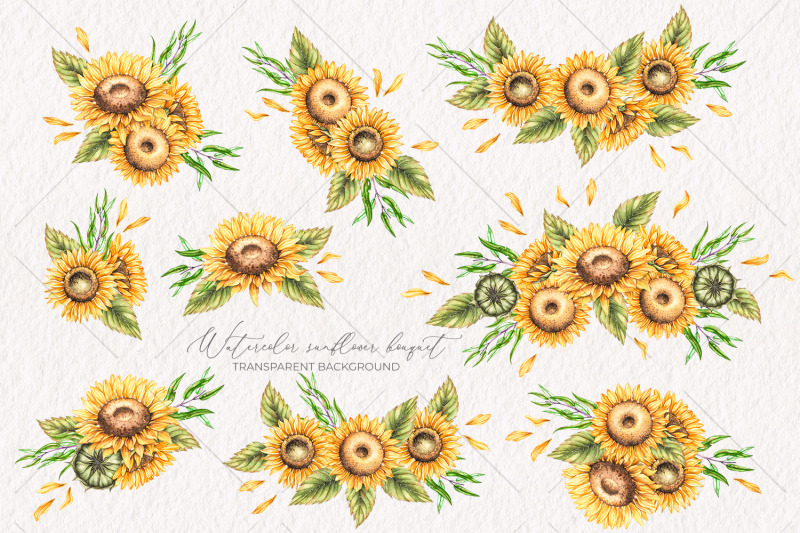 watercolor-sunflower-bouquet-clipart-png