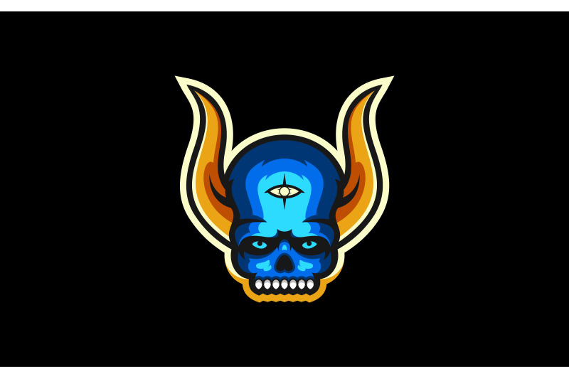 devil-skull-head-with-horns-and-three-eyes-mascot-logo-design-vector-template