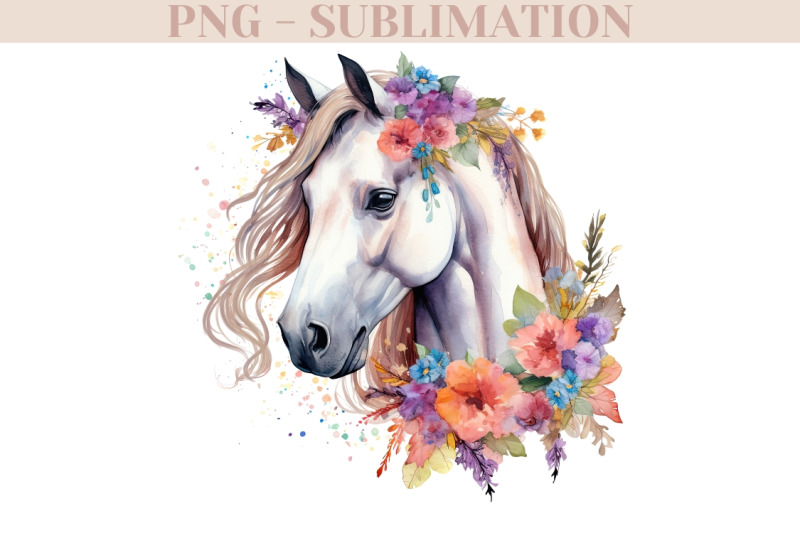 white-horse-with-flowers-png-for-sublimation