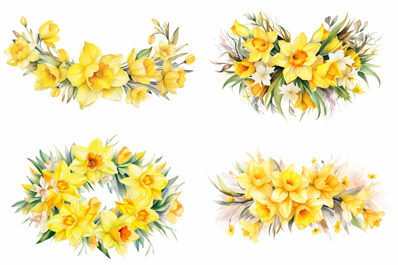 harmony-in-yellow-watercolor-daffodil-ensemble